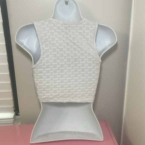 White Ribbed Crop Top - Picture 2 of 2